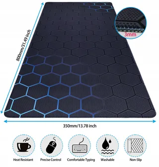 NIVIY Gaming Muismat 800x350mm Geometrisch Patroon Blauwgroen — miniatuur 3