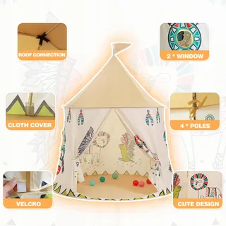 GEIWENLE Tipi Speeltent Voor Kinderen EN71 Binnen En Buiten — miniatuur 4