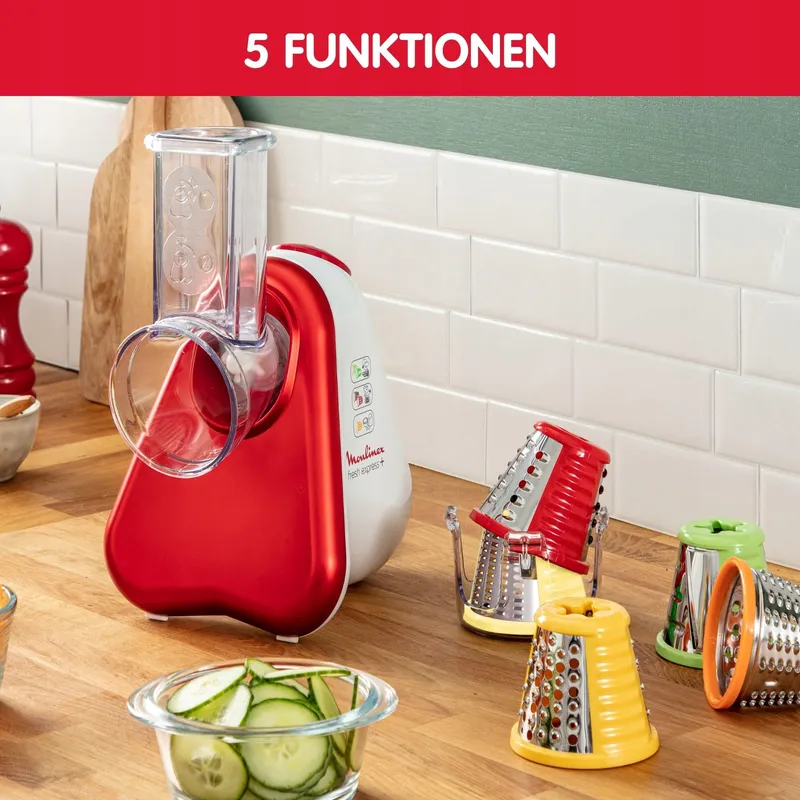 MOULINEX DJ756G Fresh Express Plus Groentesnijder 200W Rood-Wit — foto 3