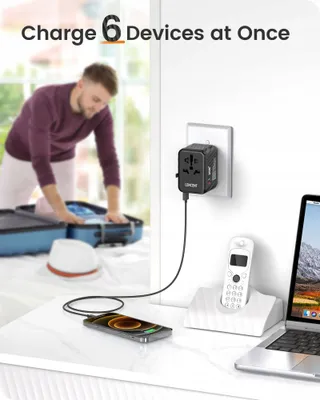 LENCENT Reisadapter 30W USB C en A voor EU UK AU USA — miniatuur 5