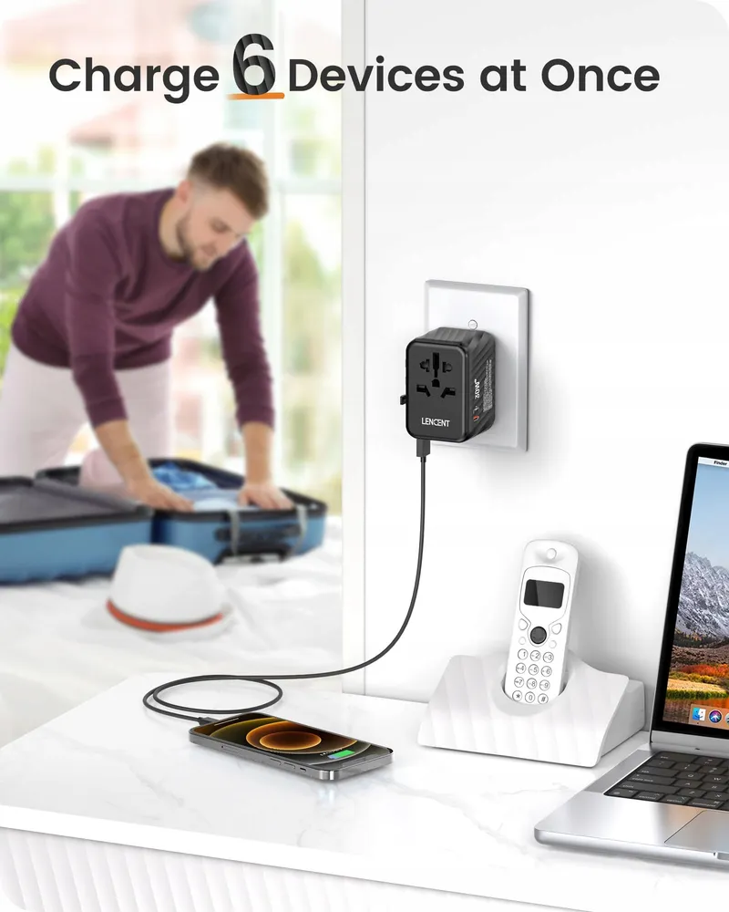 LENCENT Reisadapter 30W USB C en A voor EU UK AU USA — foto 5
