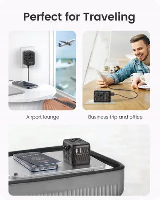 LENCENT Reisadapter 30W USB C en A voor EU UK AU USA — miniatuur 7
