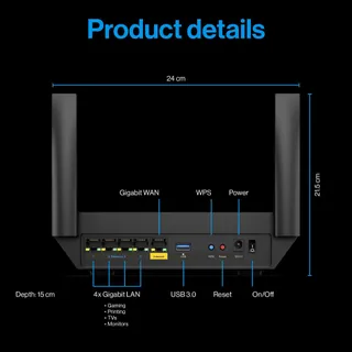 LINKSYS Micro Router Pro 6 Mesh WiFi 6 AX5400 35+ Apparaten — miniatuur 7