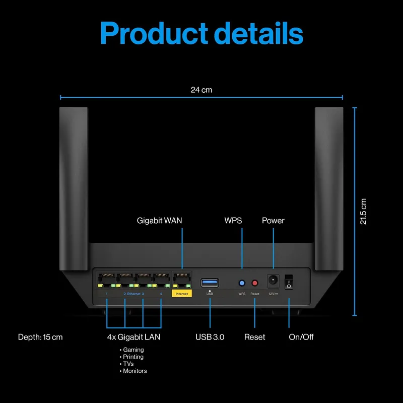 LINKSYS Micro Router Pro 6 Mesh WiFi 6 AX5400 35+ Apparaten — foto 7