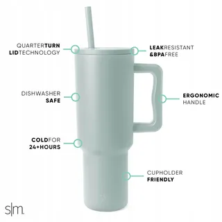 SIMPLE MODERN Trek Beker Handvat Rietje RVS 1180ml — miniatuur 2