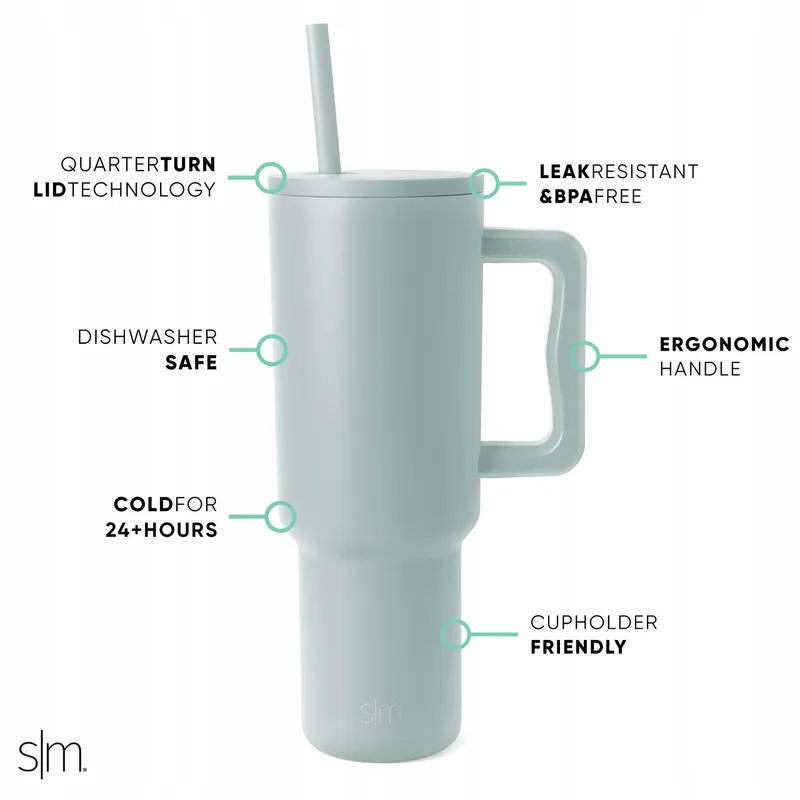 SIMPLE MODERN Trek Beker Handvat Rietje RVS 1180ml — foto 2
