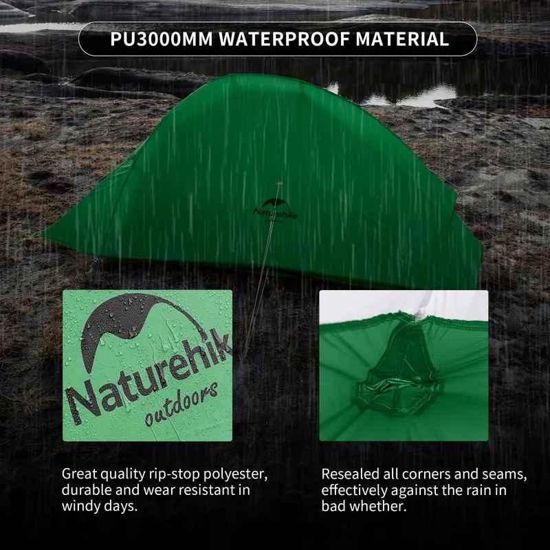 NATUREHIKE Cloud-Up 2-Persoons Camping Tent Licht Groen 210T Upgrade — foto 4
