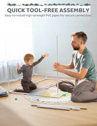 BESREY Kindertent 2-in-1 met Mat Grijs vanaf 3 Jaar — miniatuur 7