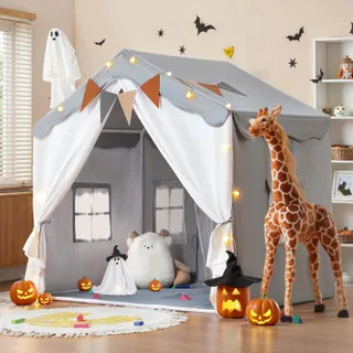 BESREY Kindertent 2-in-1 met Mat Grijs vanaf 3 Jaar — miniatuur 1