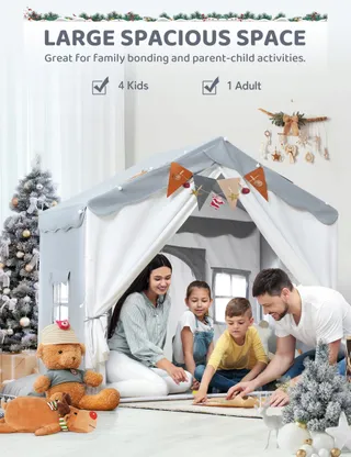 BESREY Kindertent 2-in-1 met Mat Grijs vanaf 3 Jaar — miniatuur 5
