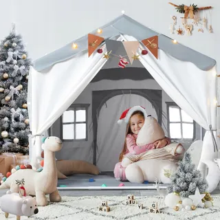 BESREY Kindertent 2-in-1 met Mat Grijs vanaf 3 Jaar — miniatuur 9