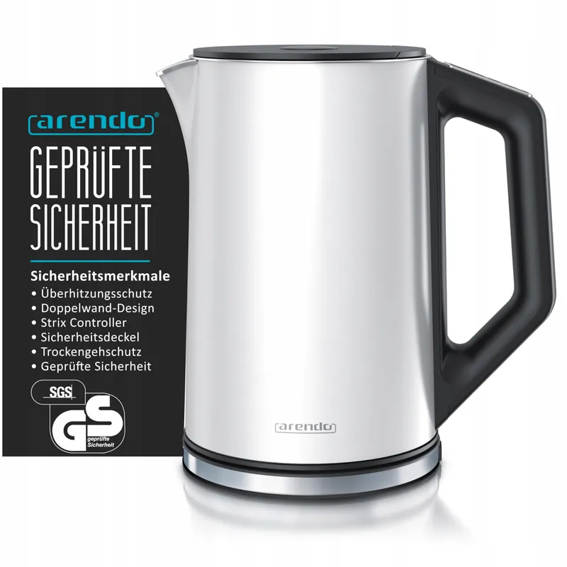 ARENDO Waterkoker 1,5L 2200W Wit Temp. 40-100°C — foto 3