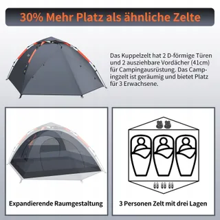CFLITY Pop Up Tent 3 Personen Waterdicht 4 Seizoenen — miniatuur 3