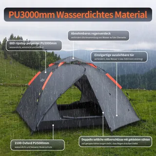 CFLITY Pop Up Tent 3 Personen Waterdicht 4 Seizoenen — miniatuur 2