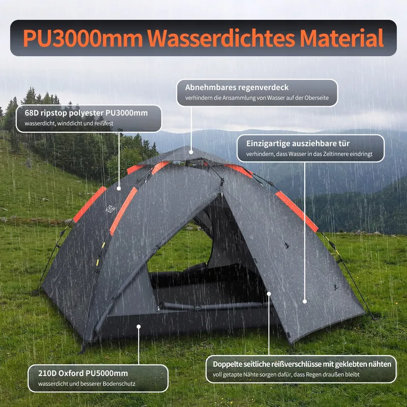 CFLITY Pop Up Tent 3 Personen Waterdicht 4 Seizoenen — foto 2
