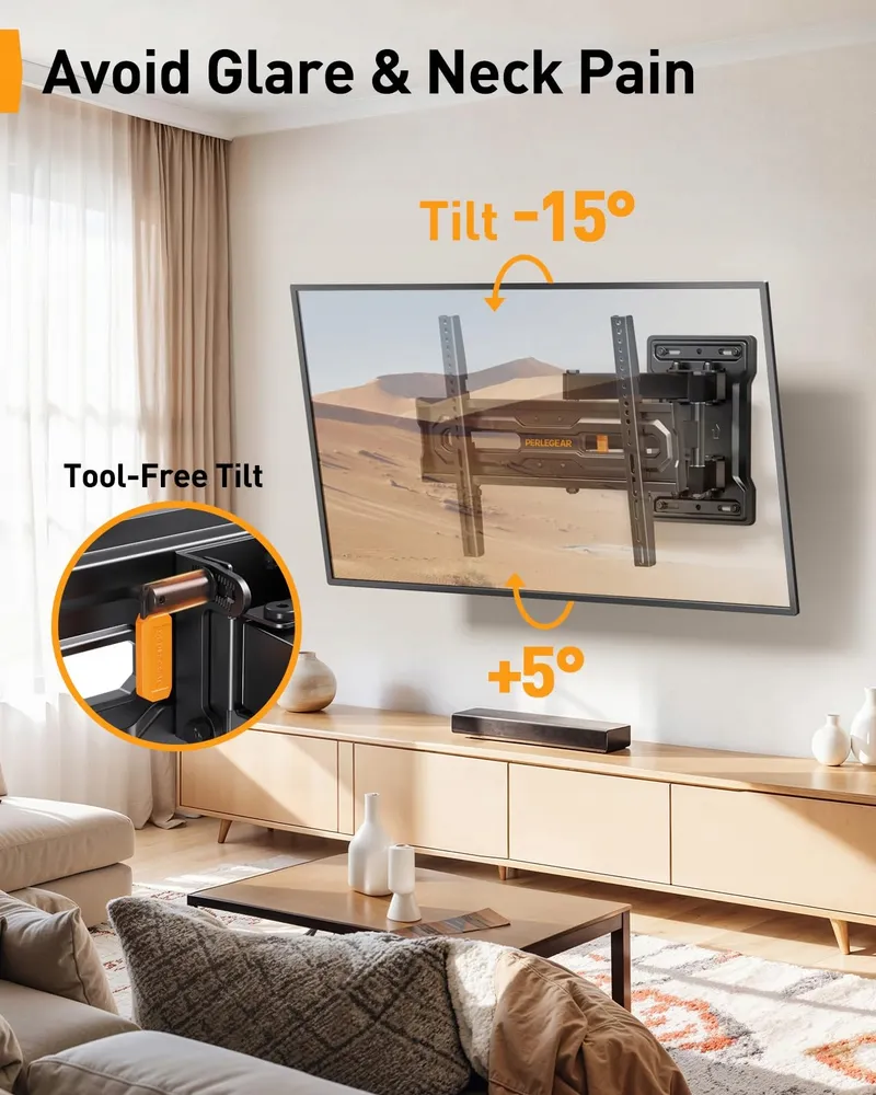 PERLEGEAR TV Beugel 23-65 Inch 45kg Verstelbaar VESA 400x400mm — foto 3