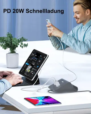 POANES USB C Oplader 25W Snelladen iPhone iPad Samsung iWatch — miniatuur 4