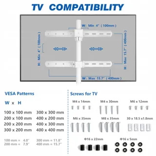 RFIVER TV Statief Verstelbaar 32-65" 35kg VESA 400x400 — miniatuur 8