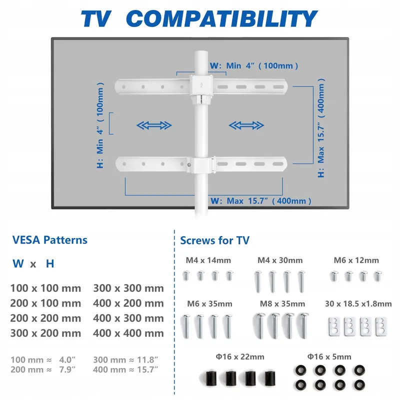 RFIVER TV Statief Verstelbaar 32-65" 35kg VESA 400x400 — foto 8