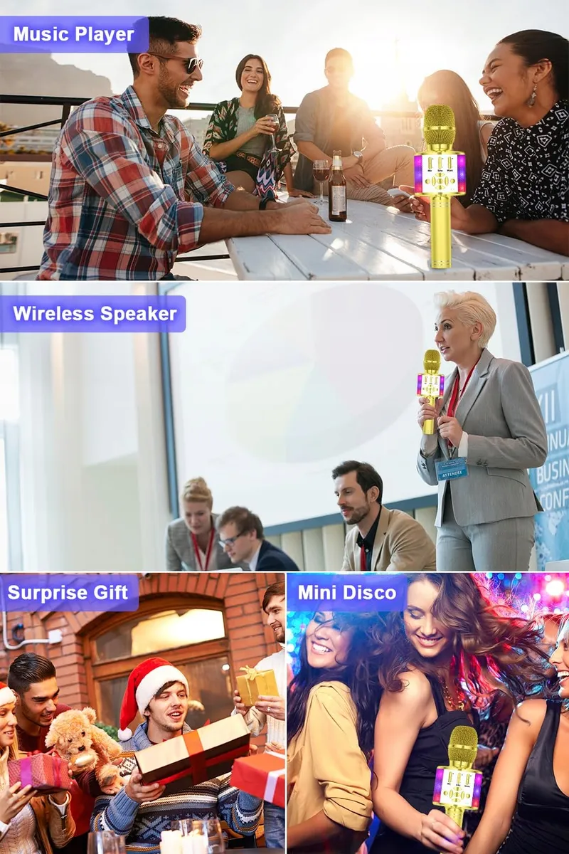 BONAOK Magische Karaoke Microfoon Bluetooth Kinderen Volwassenen Goud — foto 7