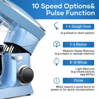 VEZZIO Keukenmachine 1500W Stil 10 Standen 8,5L Blauw — miniatuur 4