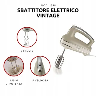 ARIETE 1548 Vintage Handmixer 5 Snelheden Turbo 450W Beige — miniatuur 2