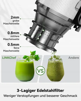 LINKCHEF Slow Juicer Sapmaker 250W BPA-Vrij — miniatuur 3