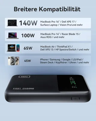 INIU Powerbank 25000mAh 140W USB C Telefoons Laptops — miniatuur 4