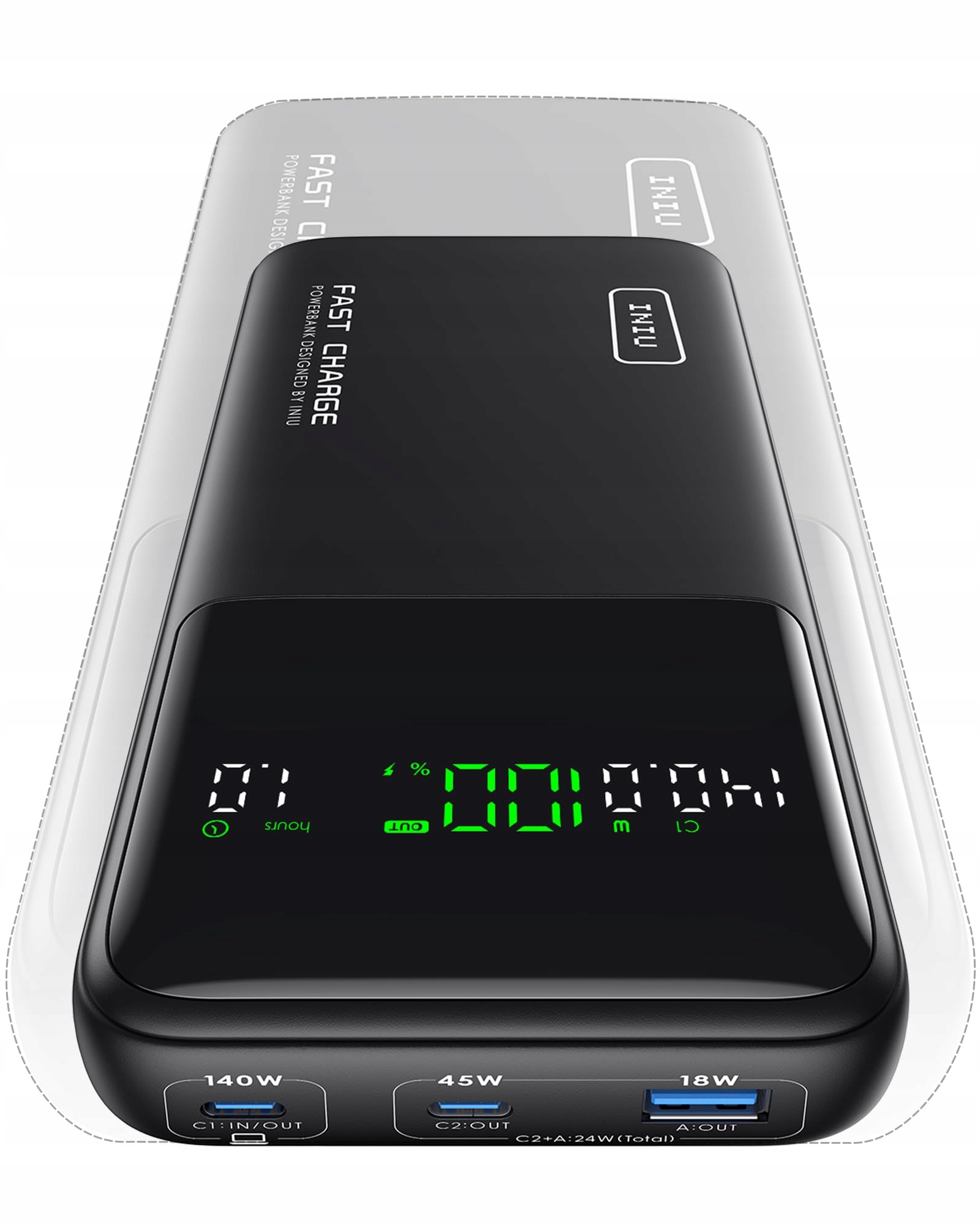 INIU Powerbank 25000mAh 140W USB C Telefoons Laptops