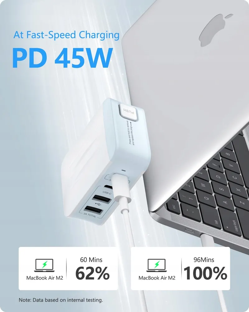 LENCENT Reisadapter USB 45W Type-C Multifunctioneel Wit — foto 2