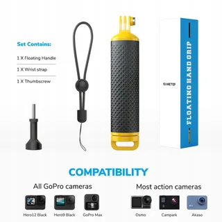 SAMETOP Drijvende Handgreep GoPro Hero DJI Osmo Action Geel — miniatuur 4