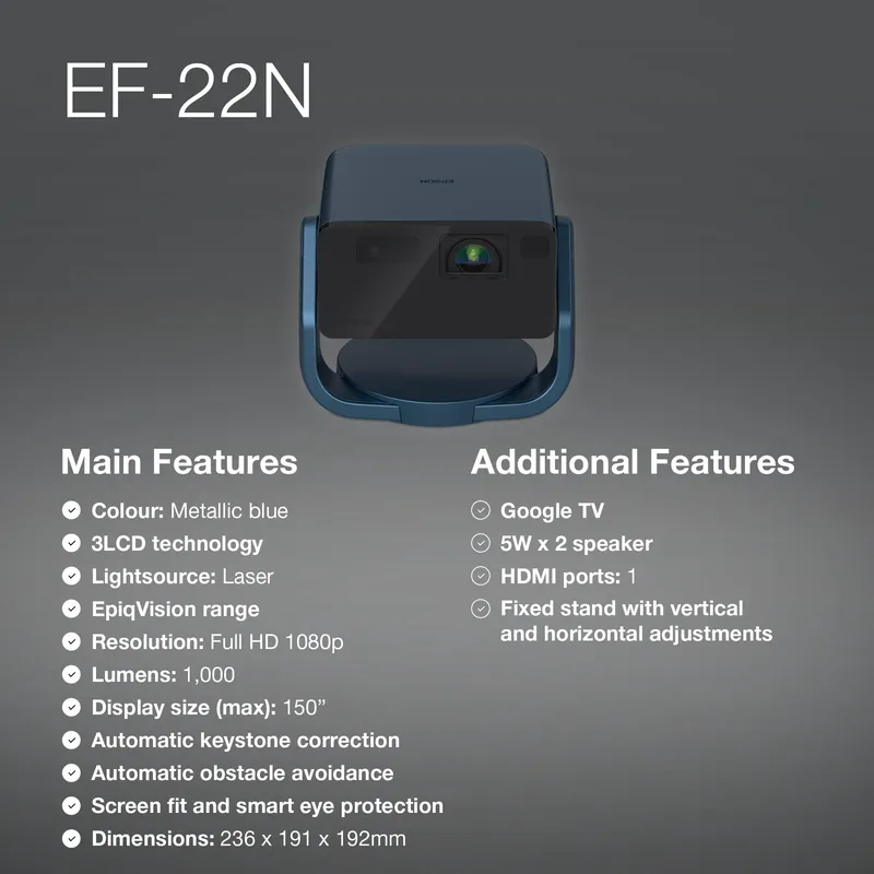EPSON EpiqVision EF22N Draagbare Mini Laserprojector Full HD 3LCD — foto 4