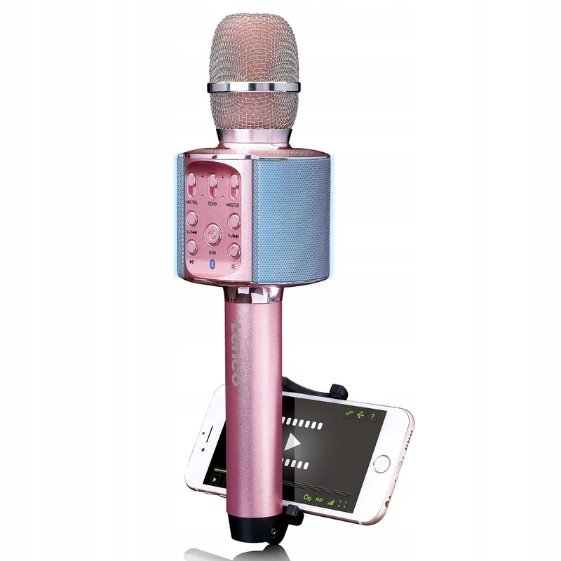 LENCO BMC-090 Karaoke Microfoon Bluetooth LED Roze Android iOS — foto 1