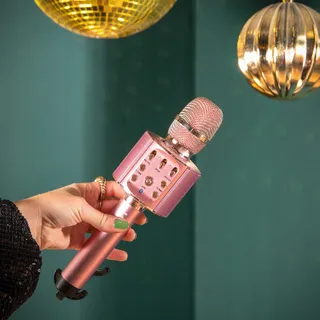 LENCO BMC-090 Karaoke Microfoon Bluetooth LED Roze Android iOS — miniatuur 2