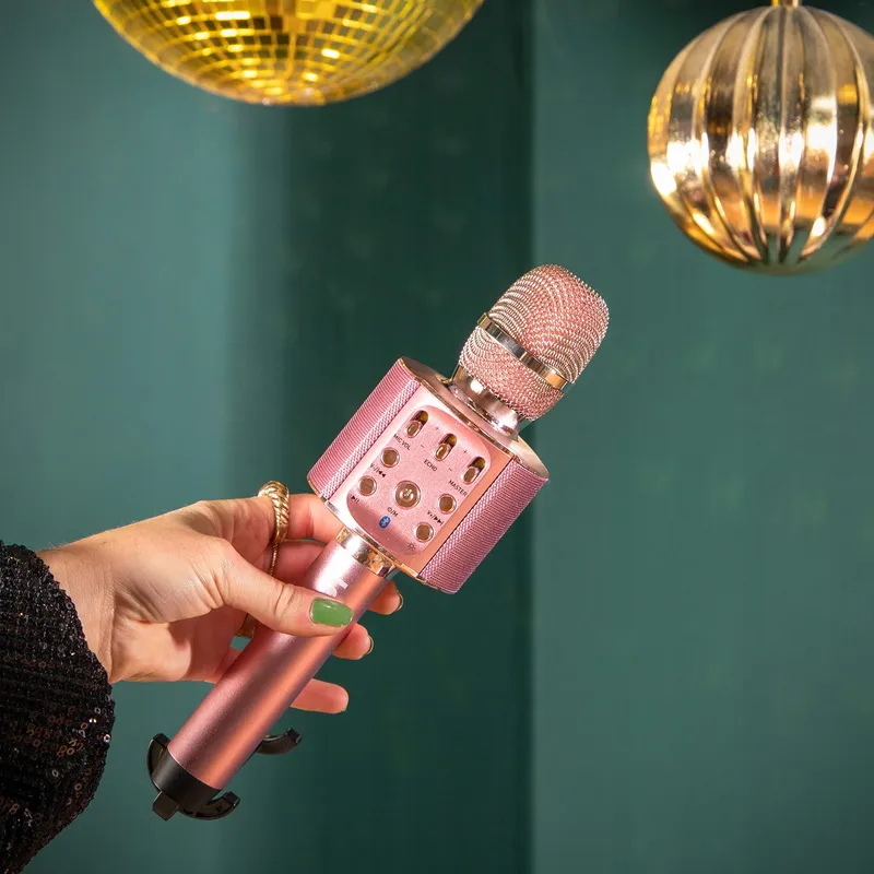LENCO BMC-090 Karaoke Microfoon Bluetooth LED Roze Android iOS — foto 2