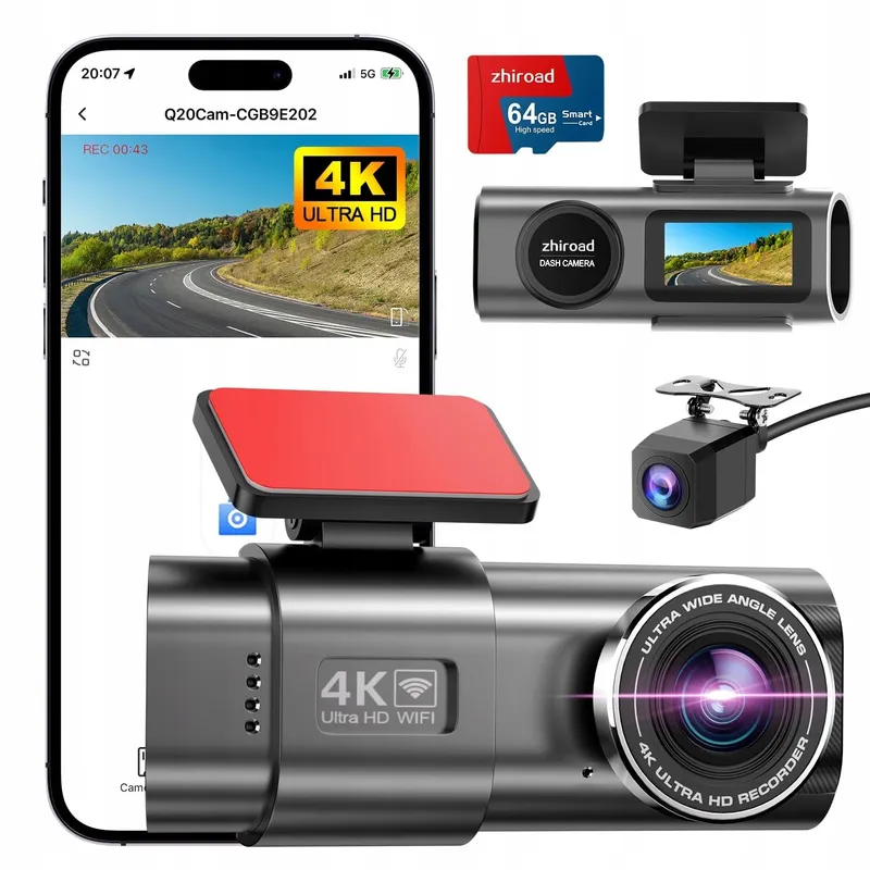 ZHIROAD Dashcam 4K 1080P WiFi 64GB Nachtmodus WDR 170 140 — foto 1