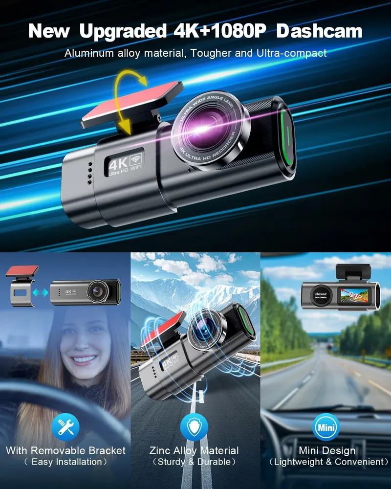 ZHIROAD Dashcam 4K 1080P WiFi 64GB Nachtmodus WDR 170 140 — foto 5