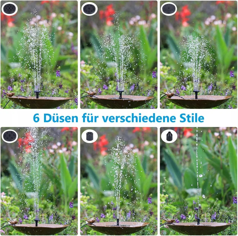 AISITIN Solar Fontein 5.5W 1500mAh Batterij Vijver Tuin — foto 12