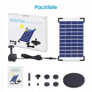 AISITIN Solar Fontein 5.5W 1500mAh Batterij Vijver Tuin — miniatuur 9