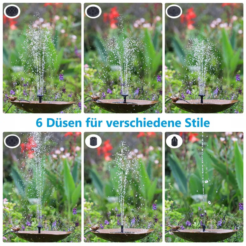 AISITIN Solar Fontein 5.5W 1500mAh Batterij Vijver Tuin — foto 6