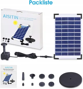 AISITIN Solar Fontein 5.5W 1500mAh Batterij Vijver Tuin — miniatuur 11