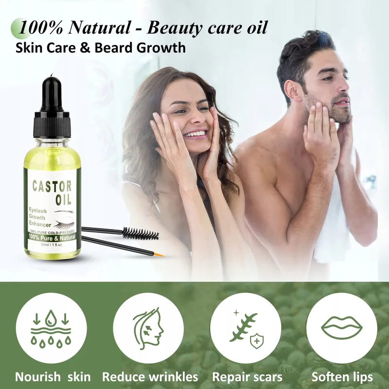 Bio Ricinusolie 100% Natuurlijk Haar Wimpers Wenkbrauwen Baard 30ml — foto 5