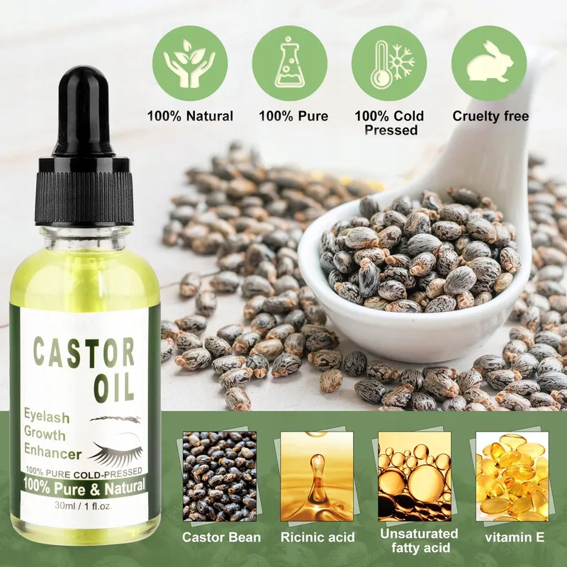 Bio Ricinusolie 100% Natuurlijk Haar Wimpers Wenkbrauwen Baard 30ml — foto 2