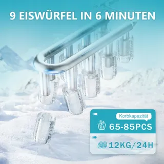 EUHOMY IJsblokjesmachine Compact 12kg/24u Snel Draagbaar — miniatuur 3