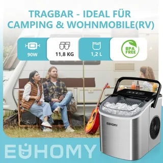 EUHOMY IJsblokjesmachine Compact 12kg/24u Snel Draagbaar — miniatuur 2