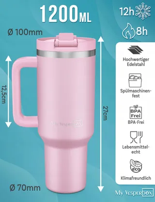 VESPERBOX Kinny Thermosbeker met Rietje RVS BPA-vrij — miniatuur 2
