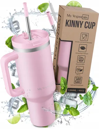 VESPERBOX Kinny Thermosbeker met Rietje RVS BPA-vrij — miniatuur 1