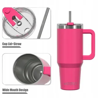 WATERSY Thermosbeker 891ml RVS met Handvat en Rietje — miniatuur 2