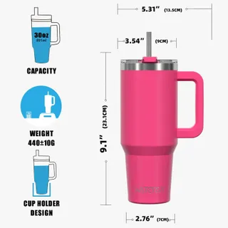 WATERSY Thermosbeker 891ml RVS met Handvat en Rietje — miniatuur 6