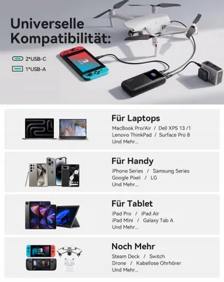 INIU Power Bank 100W 25000mAh USB C Voor Laptops En Telefoons — miniatuur 7